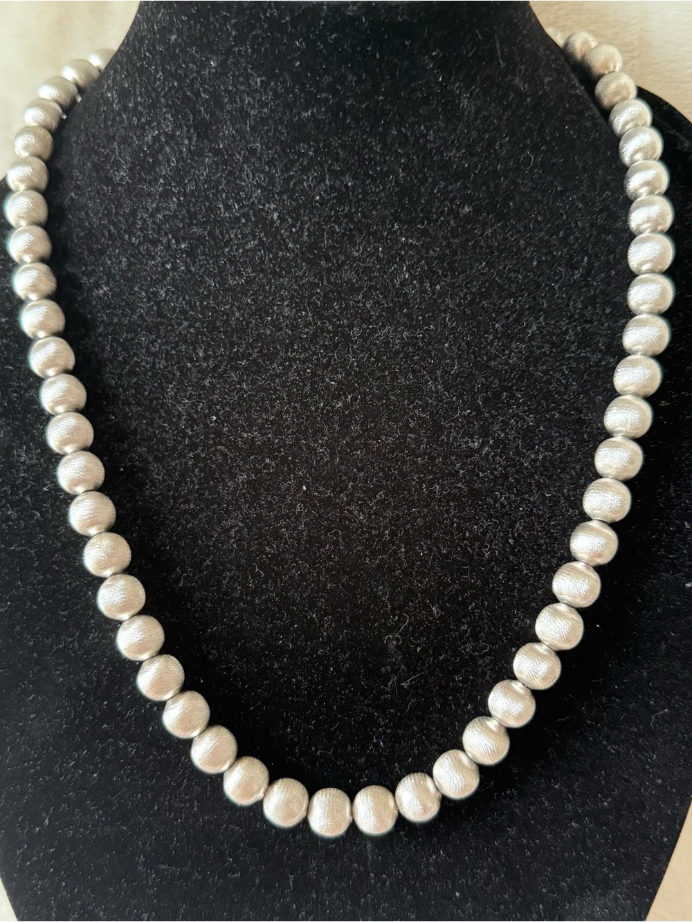 VTG Monet Silver Tone Textured Bead Necklace Balls
